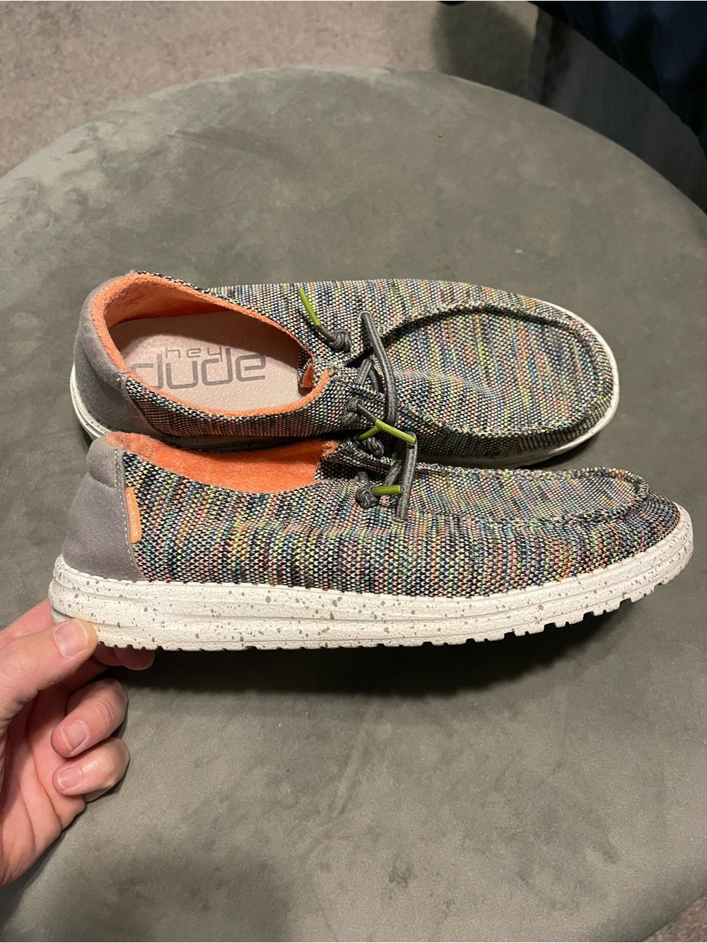Hey Dude Wendy Multicolor Knit Slip-On Loafers with Gray Heel